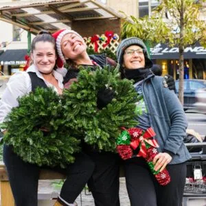 Tree Riders NYC bicycle delivery of fresh-cut Christmas tree in the East Village, New York City